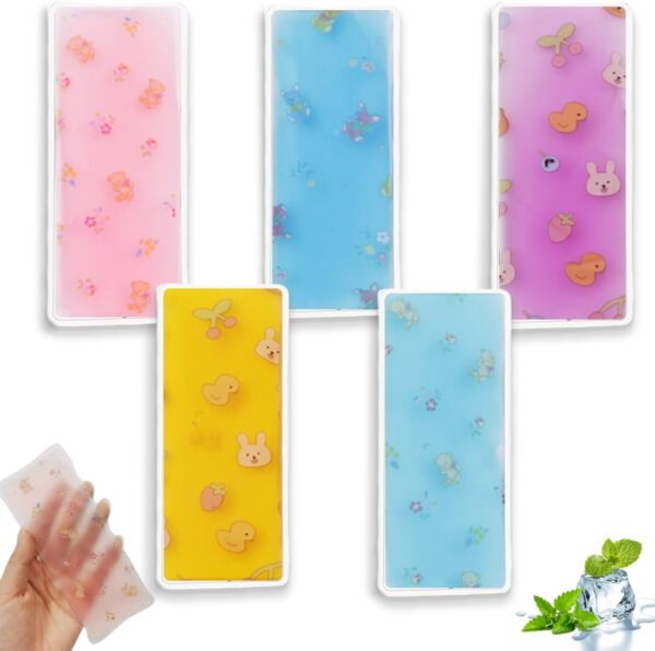 5 Pcs Reusable Lunch Ice Packs - Long Lasting, Lightweight, Soft Gel Packs for Cooler, Lunch Box, Camping, Beach Bags, Picnics, Injuries