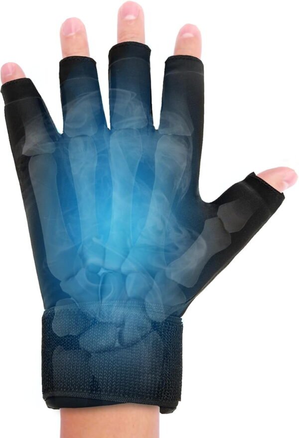 Finger Arthritis Compression Hand Ice Pack Gloves for Pain Relief, Adjustable Wrist Ice Pack for Hot & Cold Therapies, Reusable Gel Finger Ice Pack Sleeve for Tendinitis, Carpal Tunne