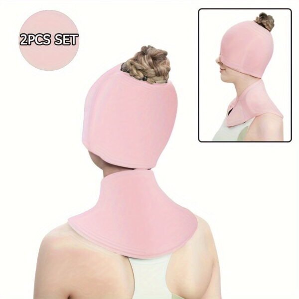 2PCS SET Ice Cap And Neck Wrap For Instant Pain Relief  Flexible Ice Hat Mask  Neck/Head Wrap Gel Ice Pack  Migraine Relief Cap For Tension & Stress  Reusable And No Charging Re