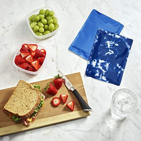 Reusable Flexible Soft Ice Packs for Insulated Lunch & Cooler Bag , 2PK Blue Tie Dye - Image 2