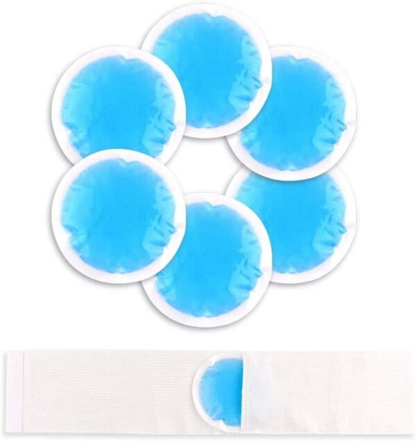 Small Ice Packs for Injuries Reusable, 6 Pack Gel Cold Packs Round Hot Cold Compress with Cloth Backing & Sleeve for Pain Relief, Wisdom Teeth, Breastfeeding, Tired Eyes, Face, Headaches