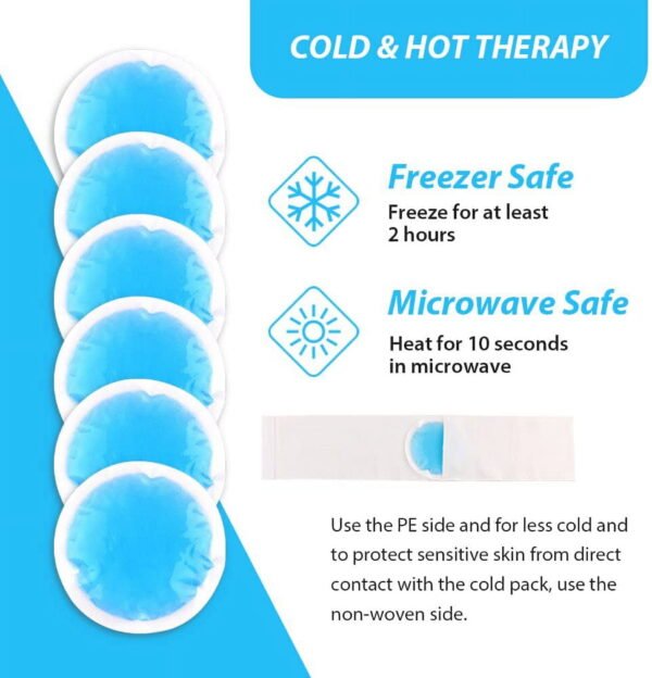 Small Ice Packs for Injuries Reusable, 6 Pack Gel Cold Packs Round Hot Cold Compress with Cloth Backing & Sleeve for Pain Relief, Wisdom Teeth, Breastfeeding, Tired Eyes, Face, Headaches - Image 2