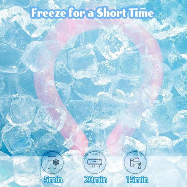 Ice Ring, Neck Ice Pack, Neck Cooling Tube, Reusable Wearable Neck Cooler Body Cooling Products for Indoor Outdoor Summer Hot Weather (Blue/PinkGreen/White/) - Image 2