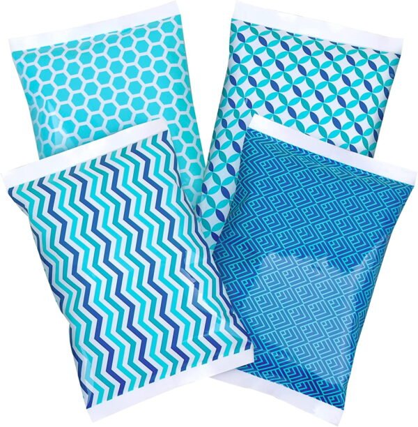 Ice Pack for Lunch Boxes - 4 Reusable Packs | BPA Free | Keep Food Cold with Cool Print Designs | Great for Kids and Adults for School Lunchbox, Bag or Cooler | Cool Prints