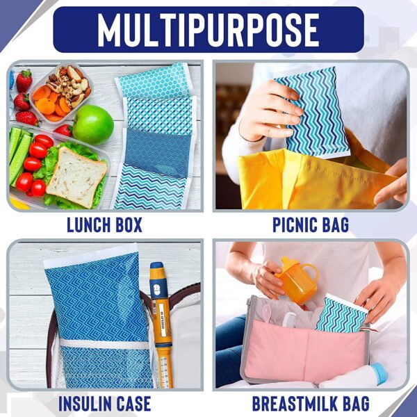 Ice Pack for Lunch Boxes - 4 Reusable Packs | BPA Free | Keep Food Cold with Cool Print Designs | Great for Kids and Adults for School Lunchbox, Bag or Cooler | Cool Prints - Image 2